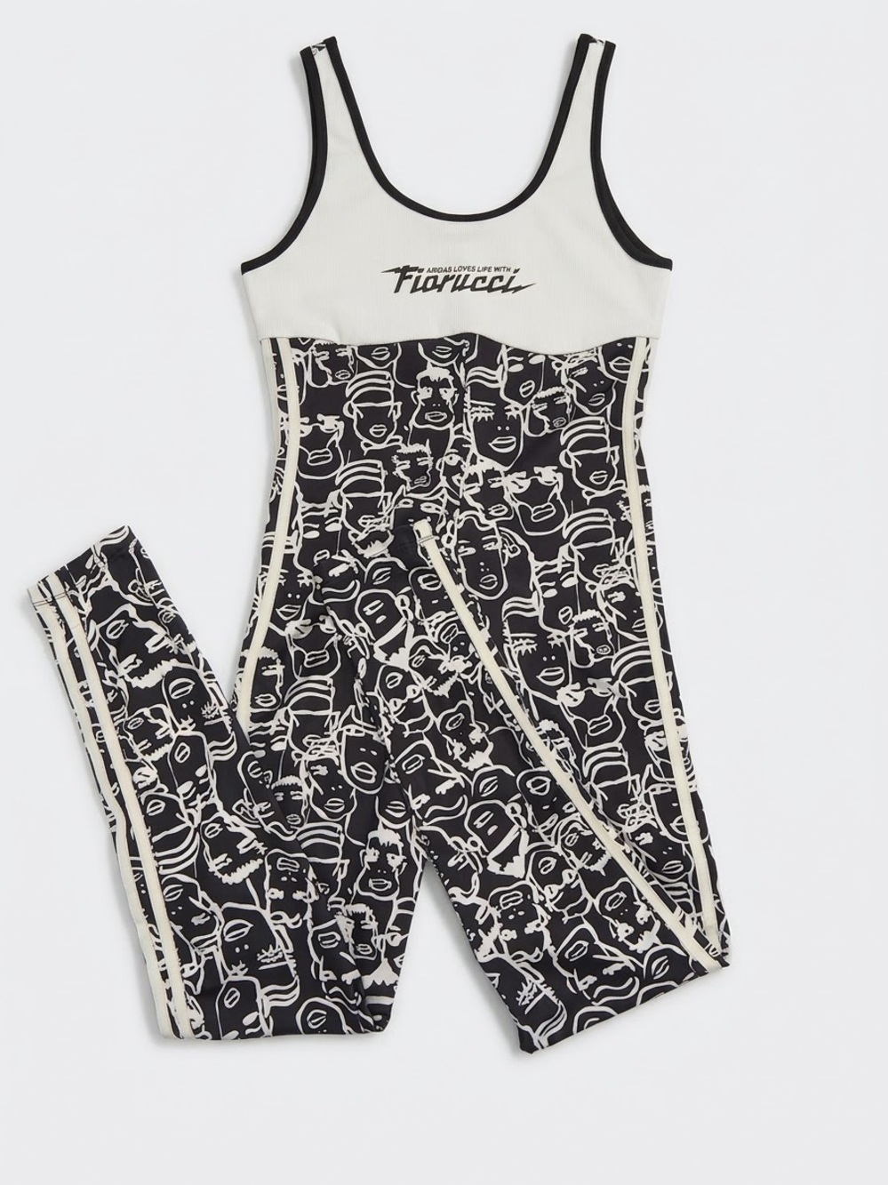 Adidas Originals x Fiorucci Jumpsuit Size M Black White Face Print Unitard FL414